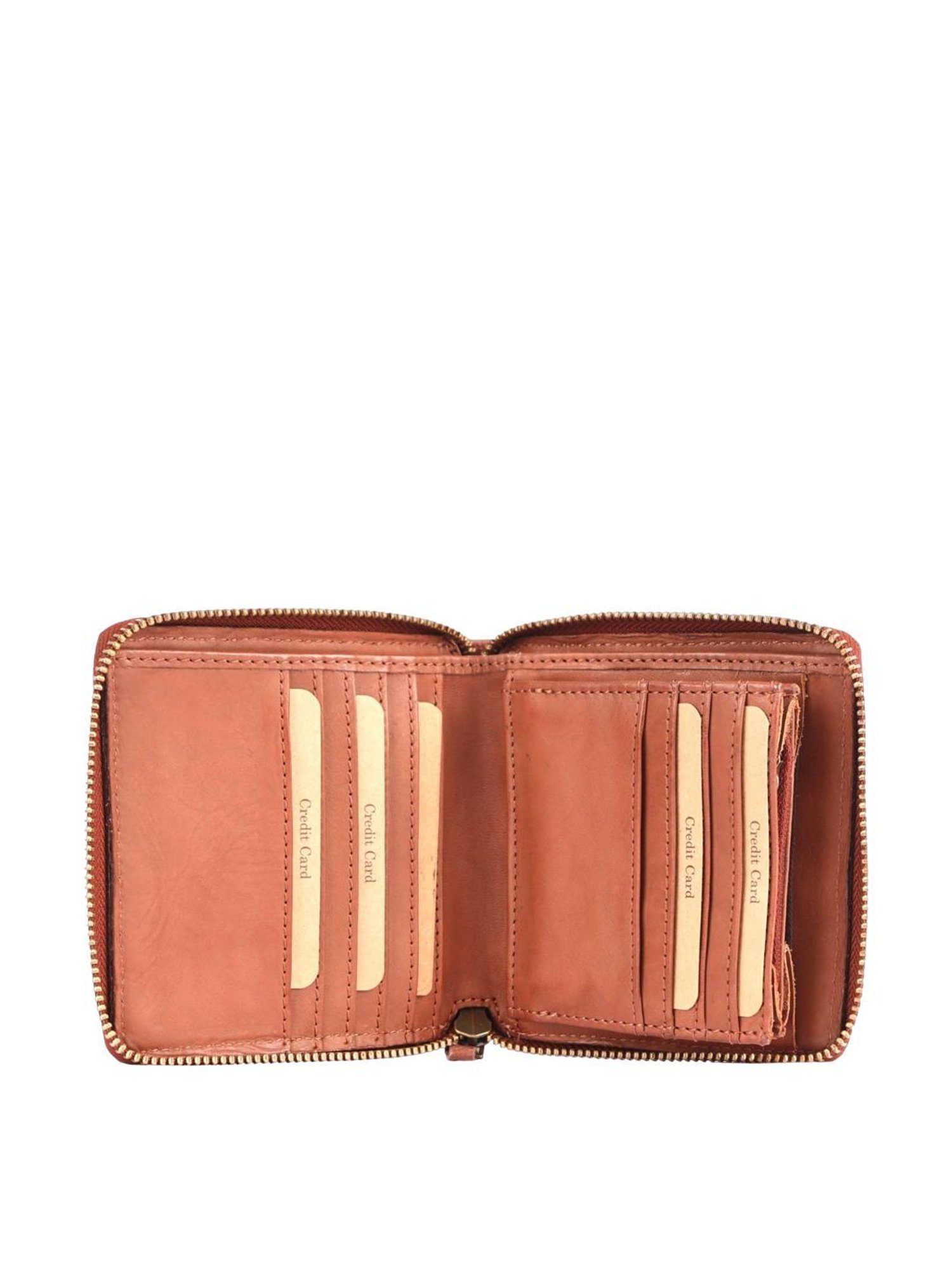 KOMPANERO MARQUIS Tan Textured Zip Around Wallet for Women