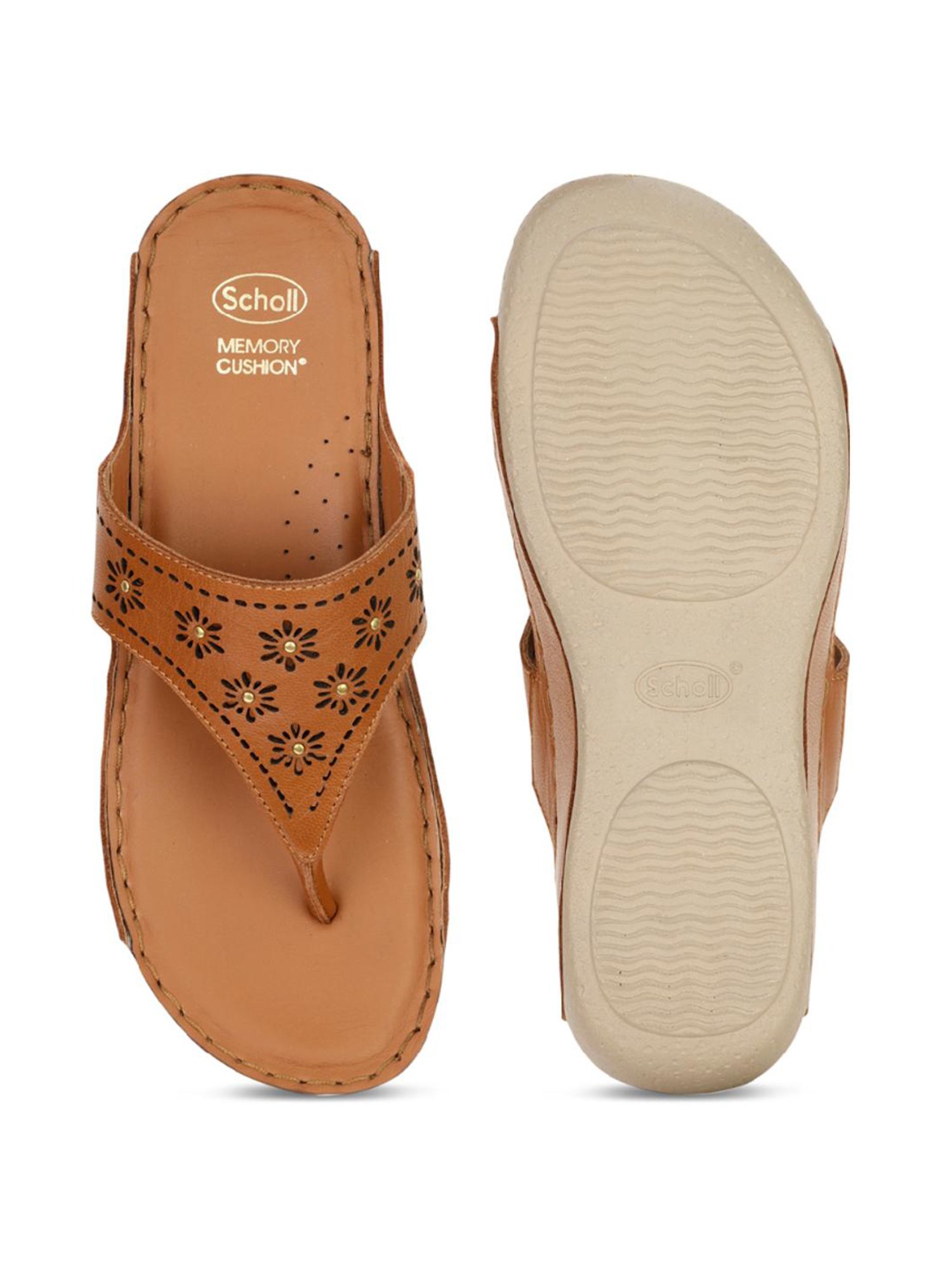 Scholl by Bata Women's Tan Thong Wedges