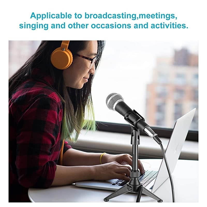 Foldable Iron Mini Desktop Microphone Tripod Stand Adjustable Height 49 75 inches125 19 centimeters for Lectures Podcasts Online Chat Meeting Screencasts and More NW050