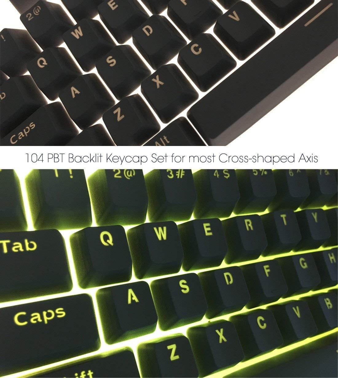 Seiorca 104 PBT Keycap Set Doubleshot Backlit Keycaps for Mechanical Keyboard with Key Puller (Gray)