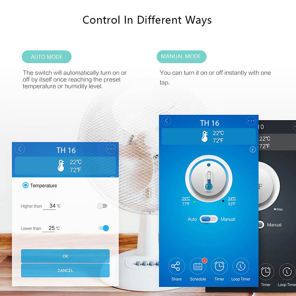 SONOFF TH16 WiFi Wireless Smart Switch Monitoring Temperature Humidity Wireless Home Automation Kit Works With Amazon Alexa Google Home Nest 15A 3500W