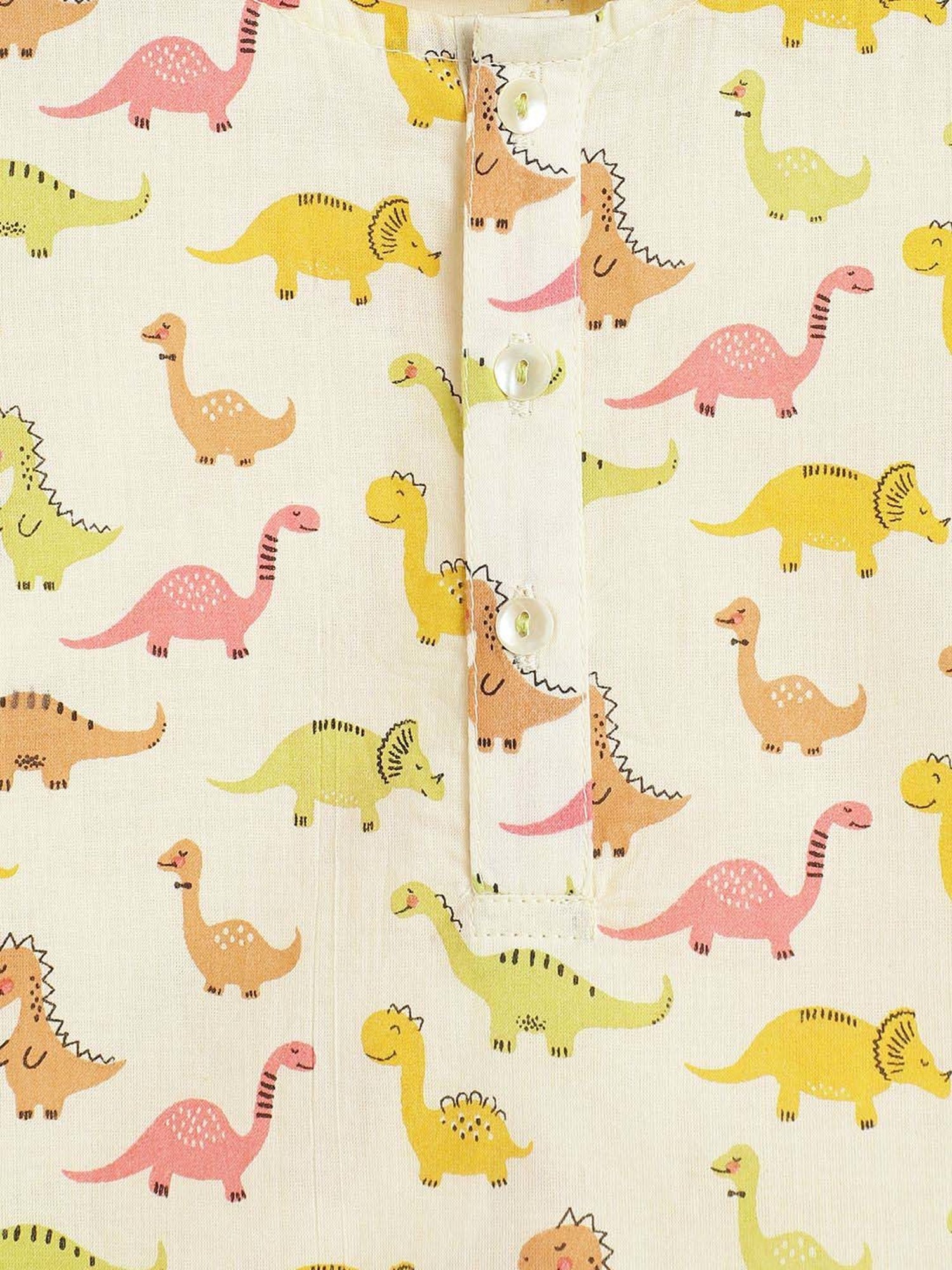 Campana Kids White & Green Cotton Printed Full Sleeves T-Shirt & Trouser