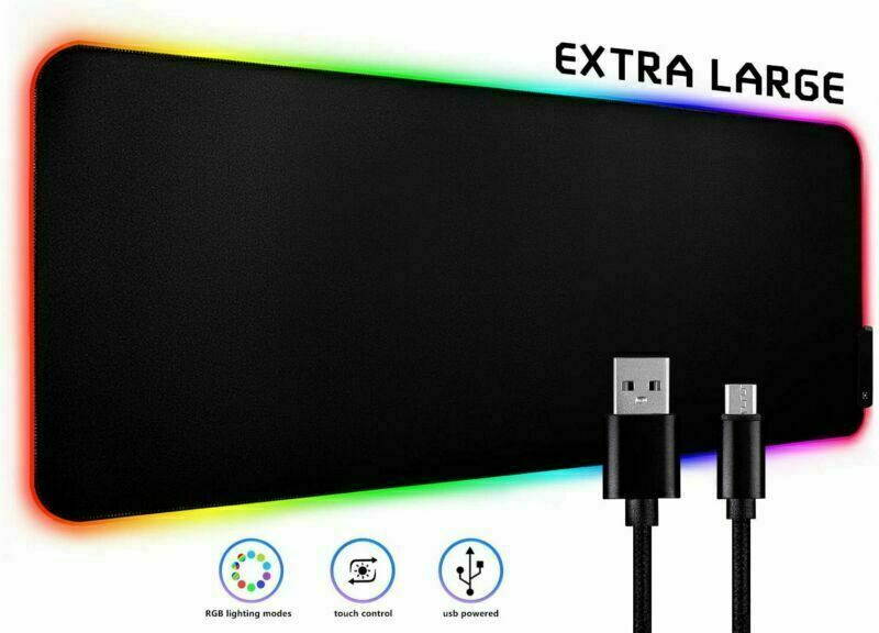 LED Gaming RGB Mouse Pad Large Smooth Surface Anti-Slip USB Charging Mouse Mat