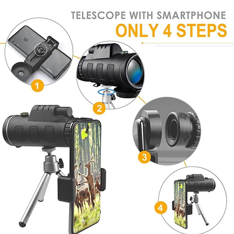 Telescope High Power with Smartphone HolderBAK4 Prism for Bird Watching Hunting Camping Travelling Wildlife