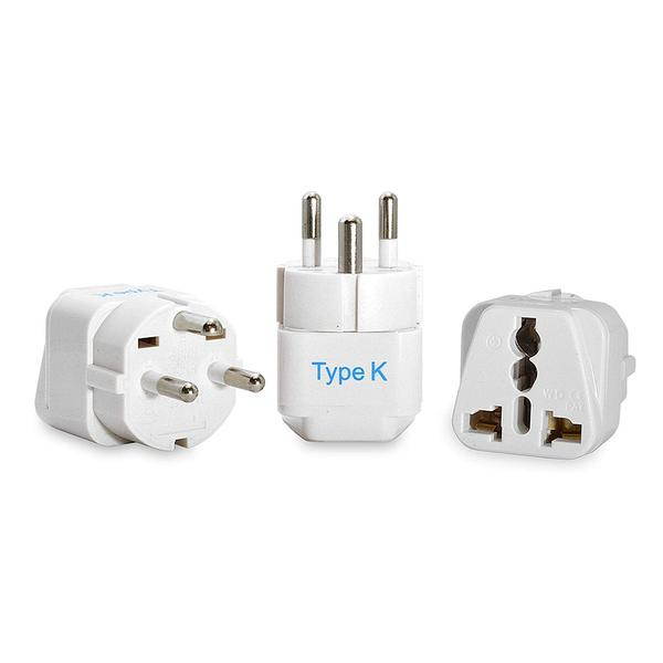 Ceptics Grounded Denmark Travel Plug Adapter (Type K), Universal Socket Plug Accepts Plugs From any Country, Perfect for Cell Phones, Laptops, Chargers and More - 3 Pack (GP-20)
