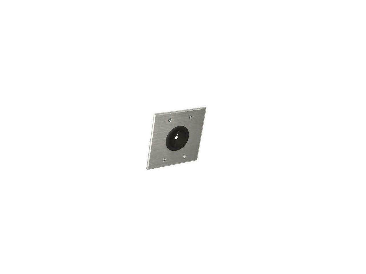 C2g 1.5In Grommet Cable Pass Through Double Gang Wall Plate - Brushed Aluminum