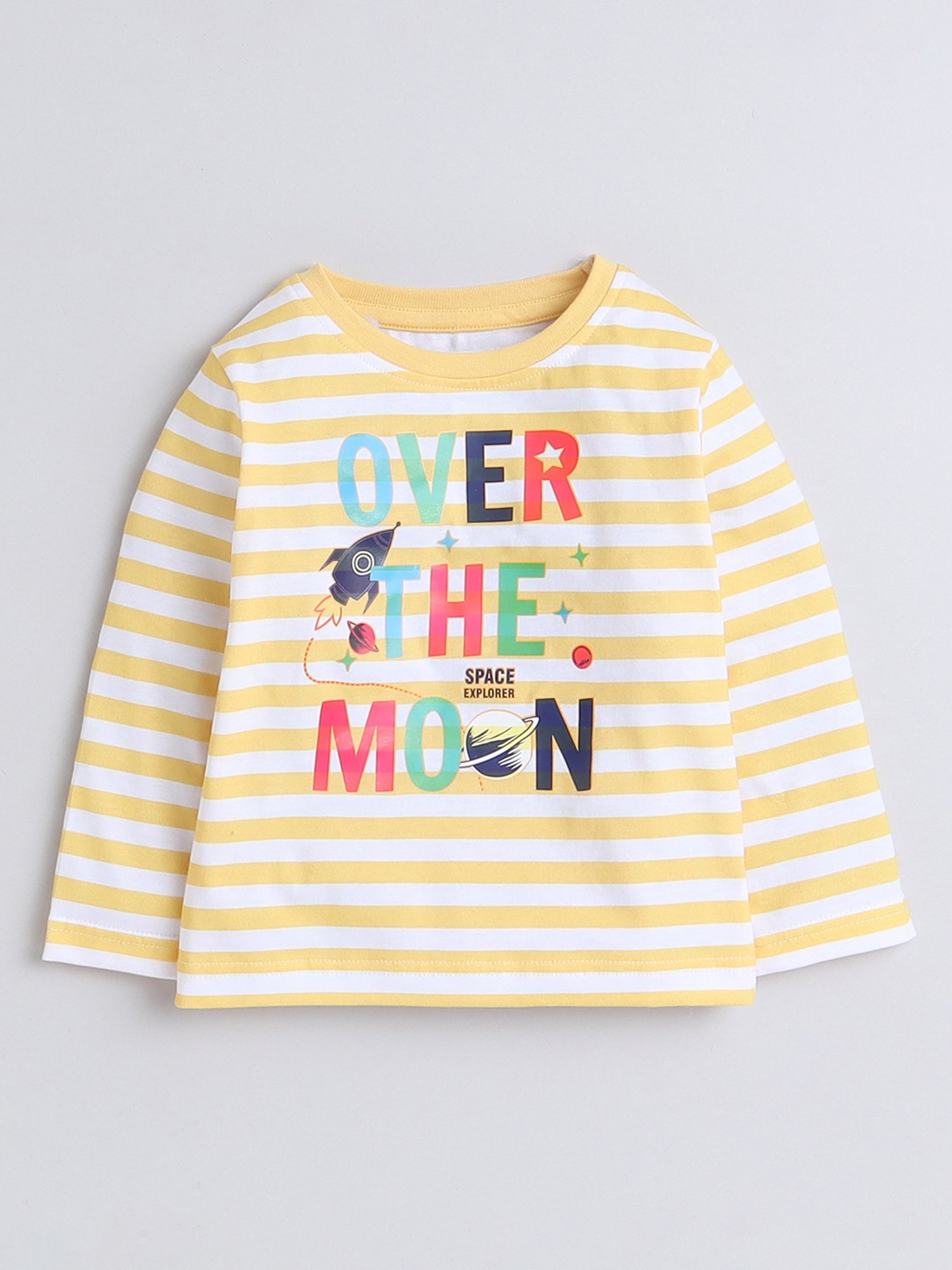 Bumzee Boys Yellow Striped Full Sleeves T-Shirt with Pyjamas