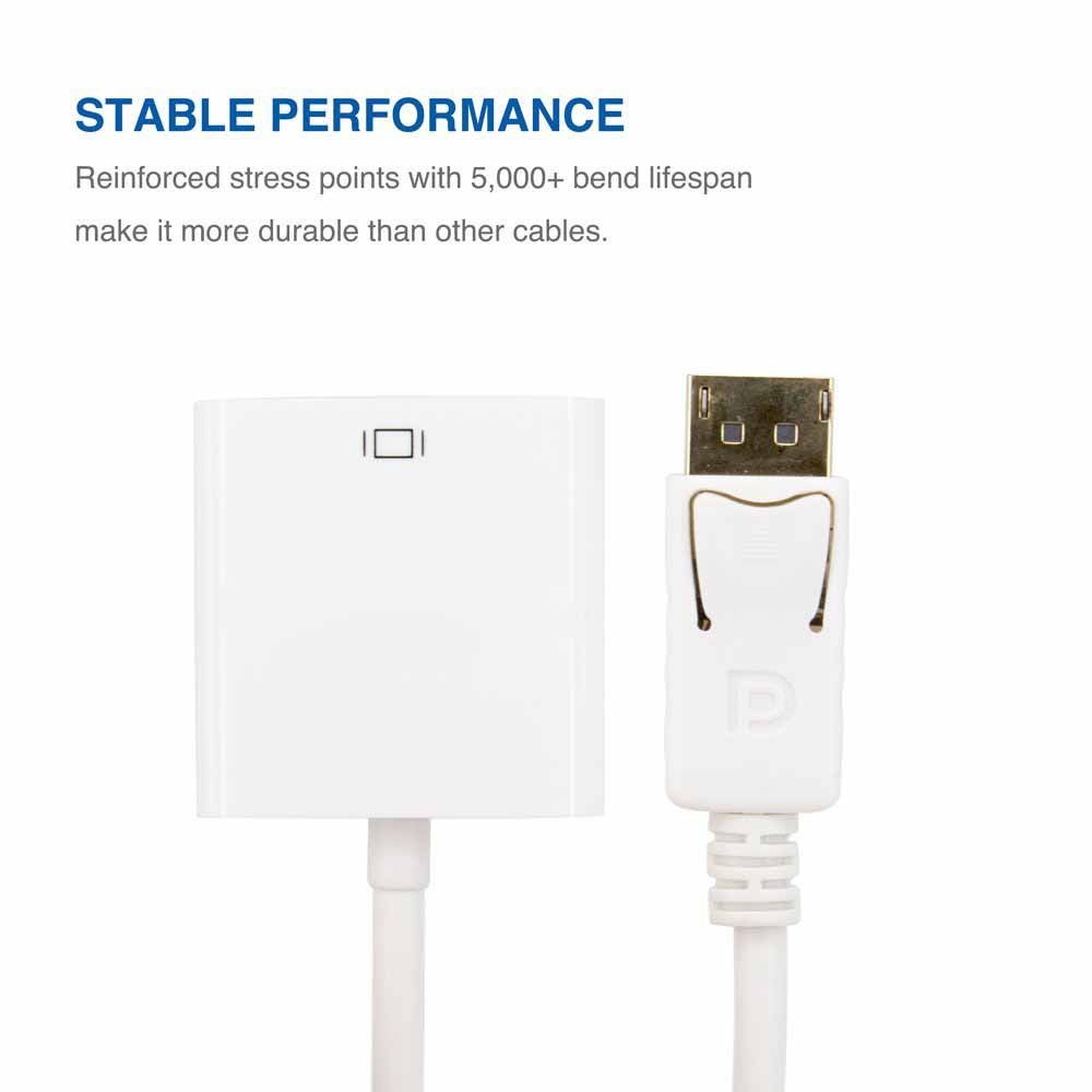 CORN DisplayPort to VGA Male to Female Active Cable Adapter 1920x1200 1080P for PC Laptop Macbook projector - Black