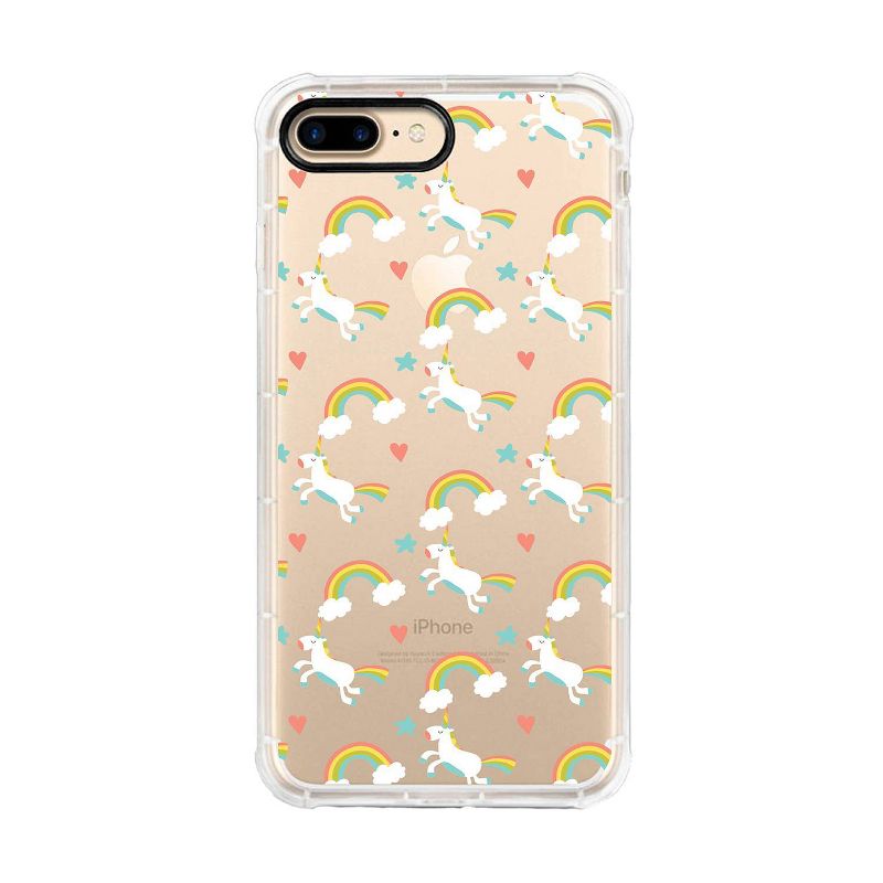 OTM Essentials Apple iPhone 8/7 Plus Hybrid Rugged Edge Clear Phone Case - Unicorns & Rainbows