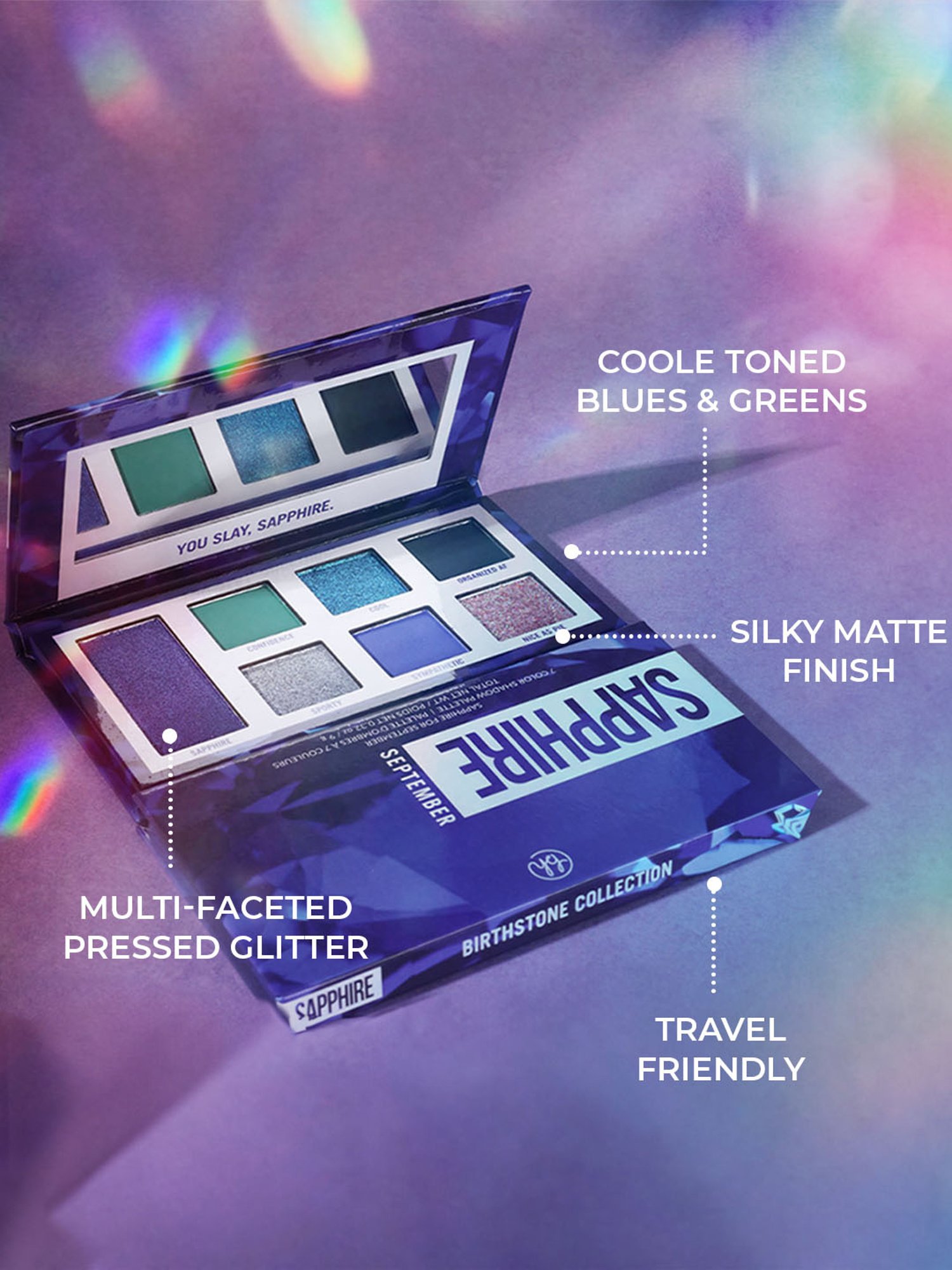 BH Cosmetics 7 Color Shadow Palette Sapphire for September - 9 gm