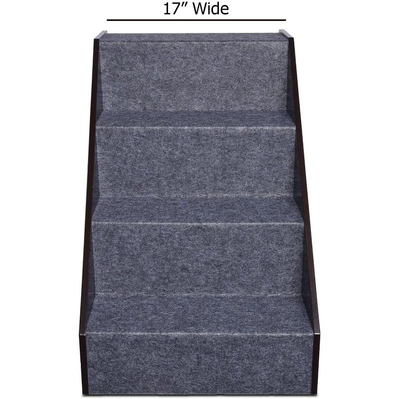 Arf Pets Wood Dog Stairs, 4 Levels Height Adjustment Wide Pet Steps for Dogs and Cats, Foldable