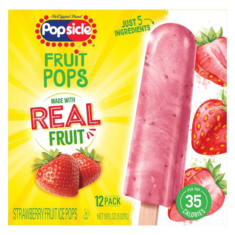 The Original Brand Popsicle Strawberry Fruit Frozen Pops - 12ct/18oz
