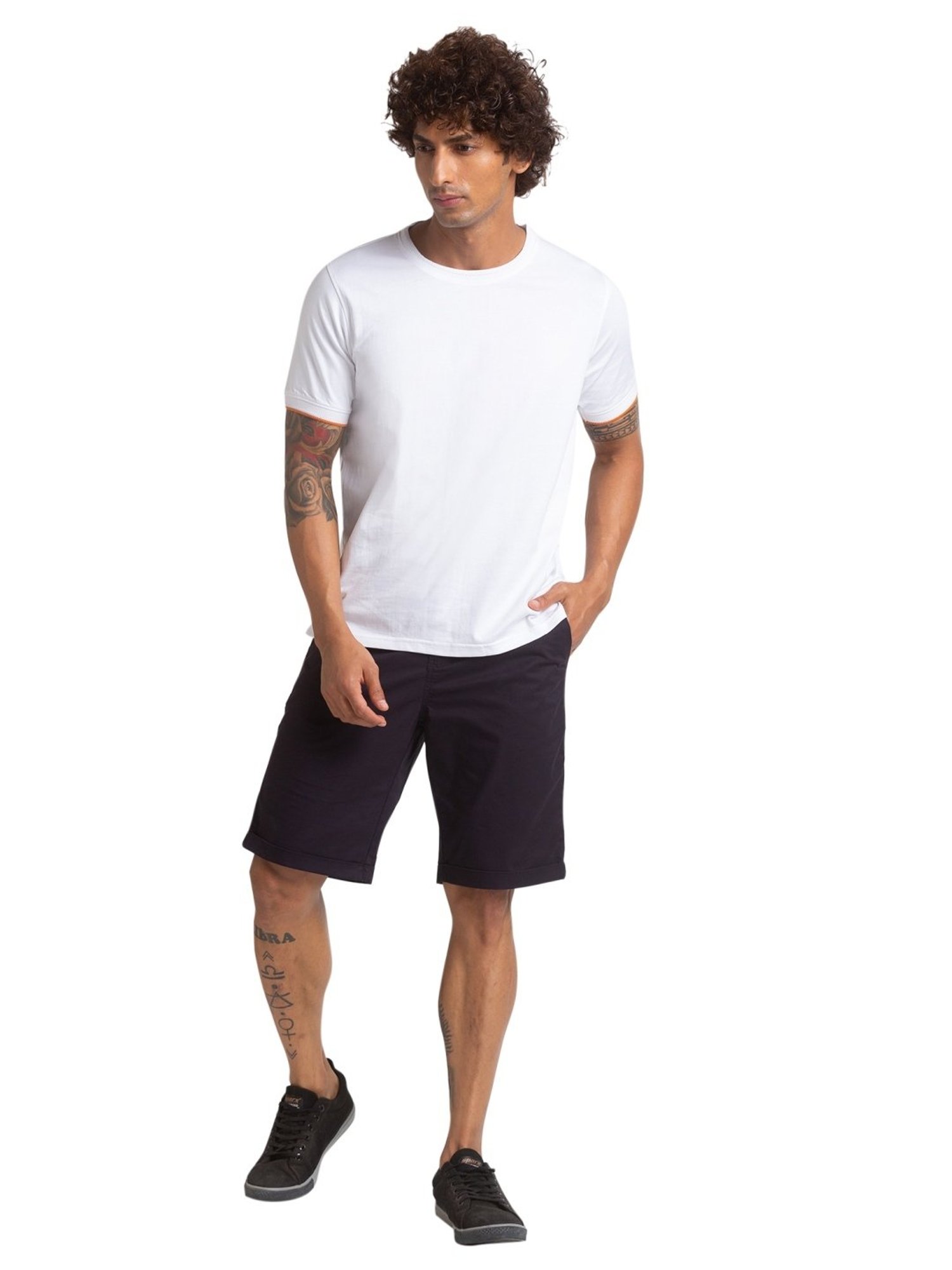 Parx Black Regular Fit Shorts