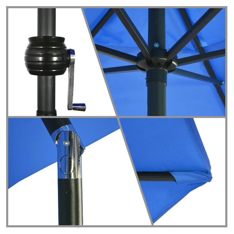Astella  9 Ft. Aluminum Push Tilt Patio Umbrella W/ Crank Lift - Black Frame / Polyester Pacific Blue Canopy ECO906D709-P01