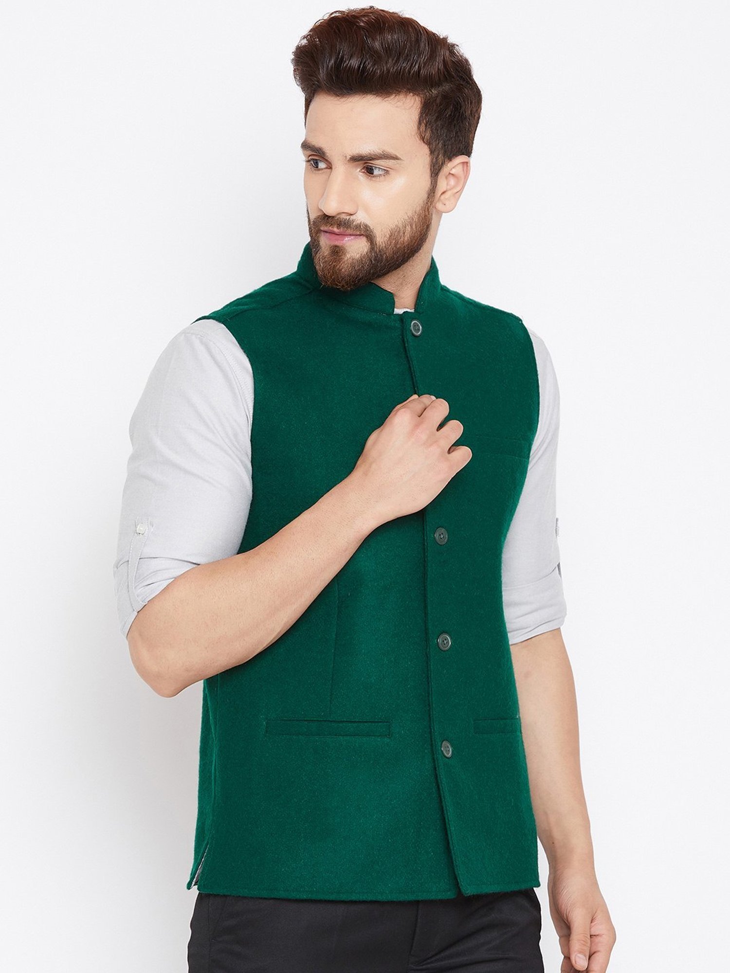 Even Green Regular Fit Nehru Jacket