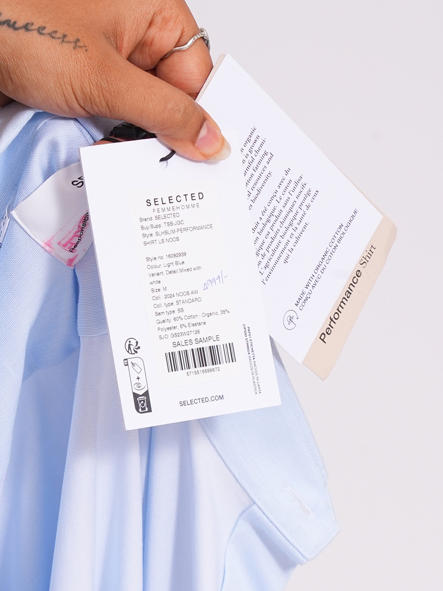 Selected Homme Blue Organic Cotton Slim Shirt