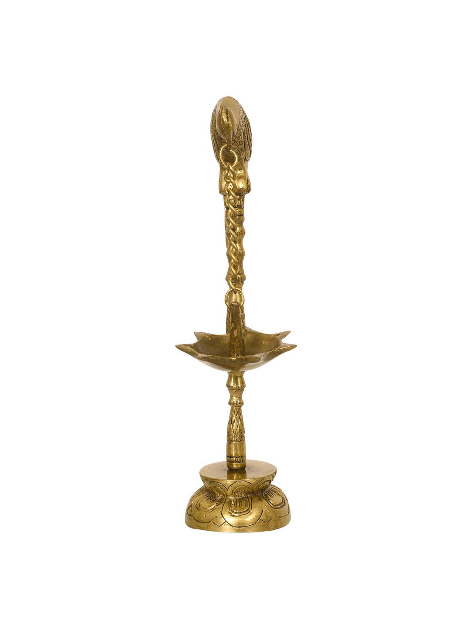 eCraftIndia Decorative Handcrafted Brass Parrot Showpiece Diya for 7 wicks with Stand