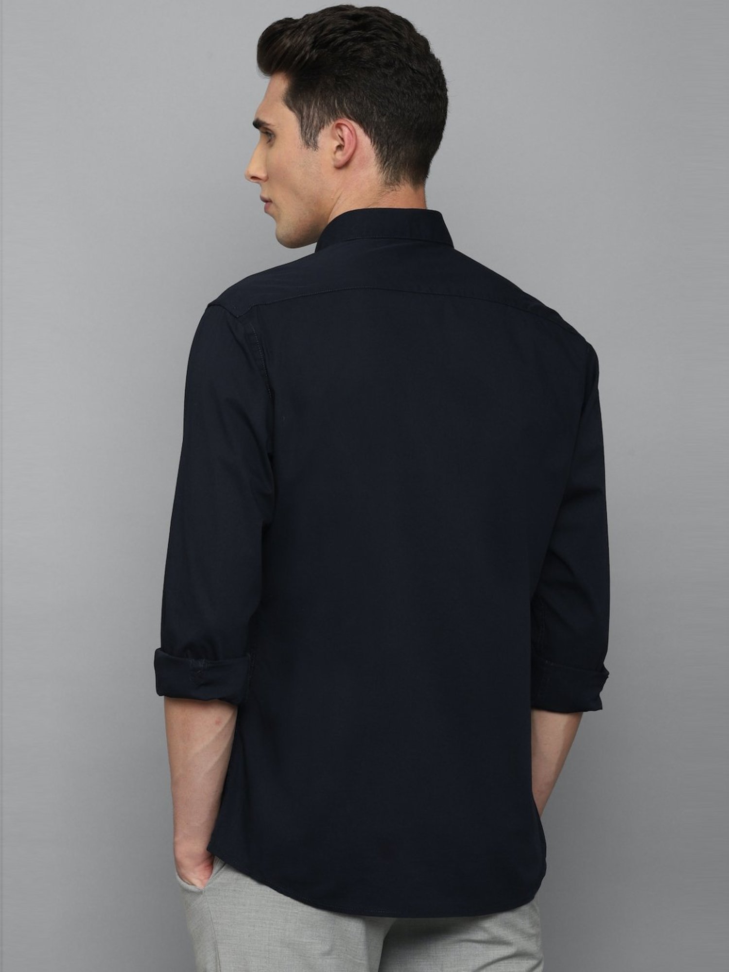 Louis Philippe Sport Navy Cotton Slim Fit Shirt
