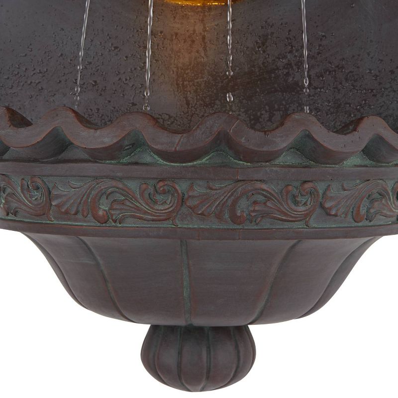 John Timberland Roman Outdoor Wall Water Fountain with Light 31 1/2" High Lion Head 2 Tiered for Yard Garden Patio Deck Home