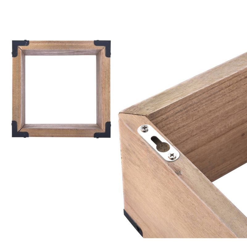 3pc Rustic Hanging Open Shadow Boxes Brown/Black - Danya B.