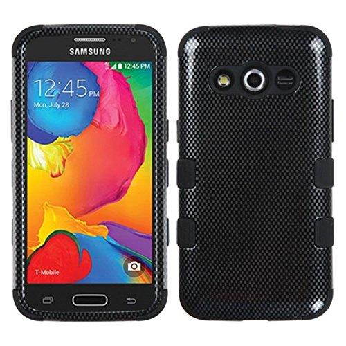 Asmyna TUFF Hybrid Phone Protector Cover for SAMSUNG G386T (Galaxy Avant) - Retail Packaging - Carbon Fiber/Black