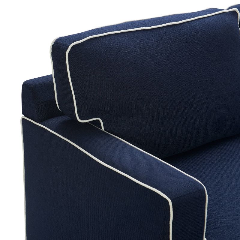Cardiff Modern Sofa with Contrast Piping Navy with White Piping - Finch