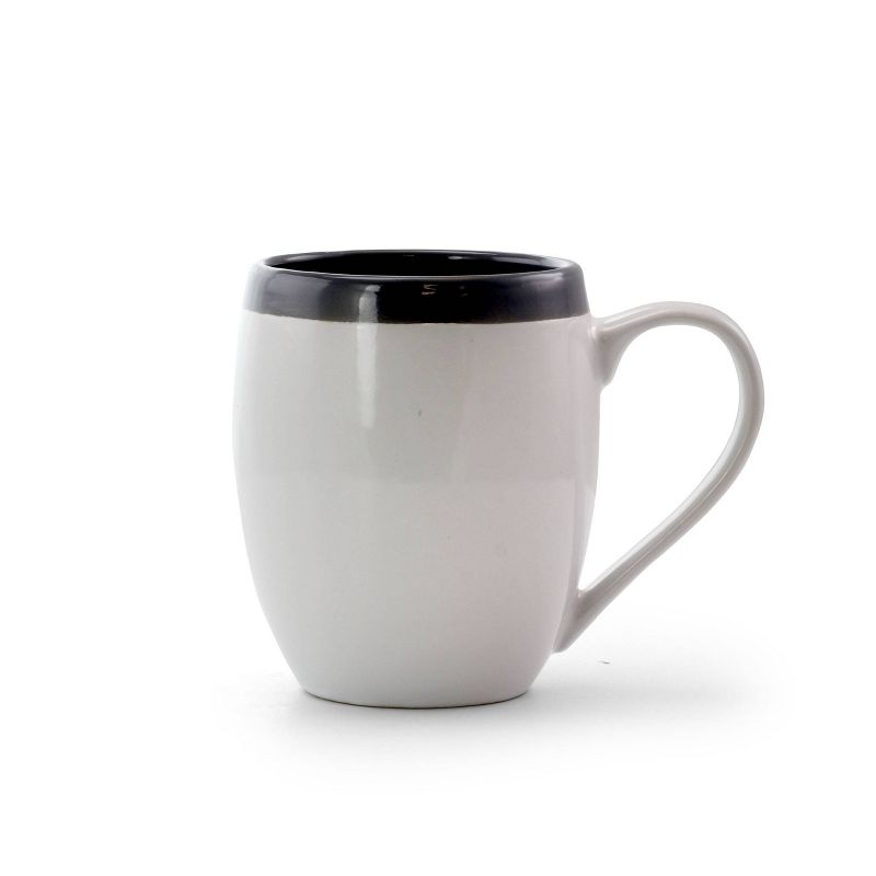 16pc Stoneware Pin Stripe Dinnerware Set Black/Gray - Elama