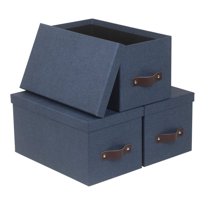 Set of 3 Silvia Canvas Media Box Blue - Bigso Box of Sweden