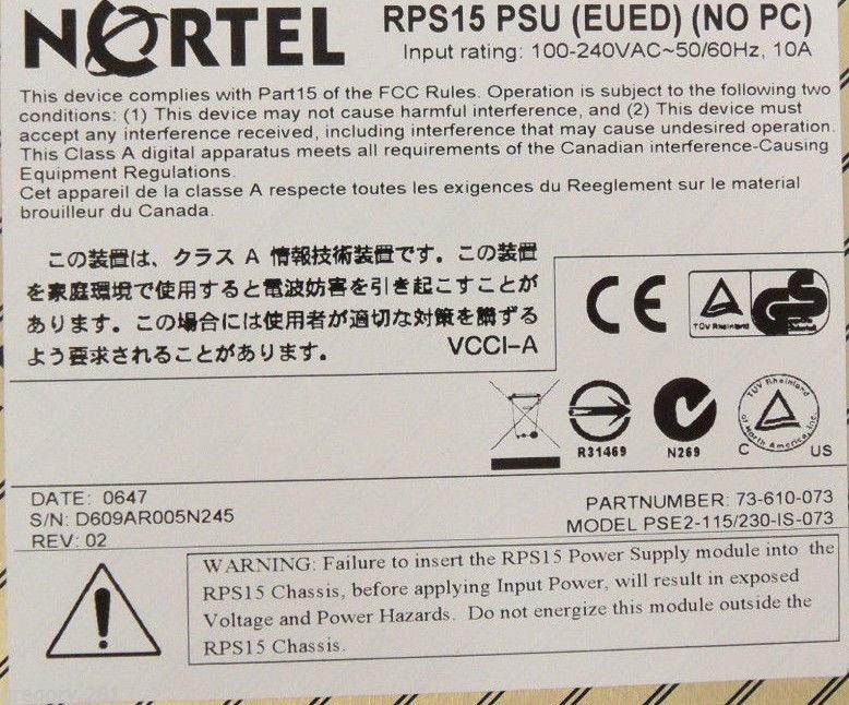 NORTELNortel Aa0005E19-E5 Nortel Rps 15