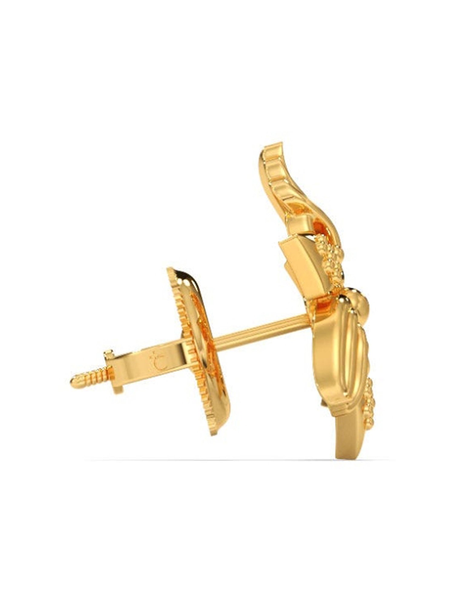 Candere by Kalyan Jewellers Peacock Collection 18k Yellow Gold Stud Earrings for Women