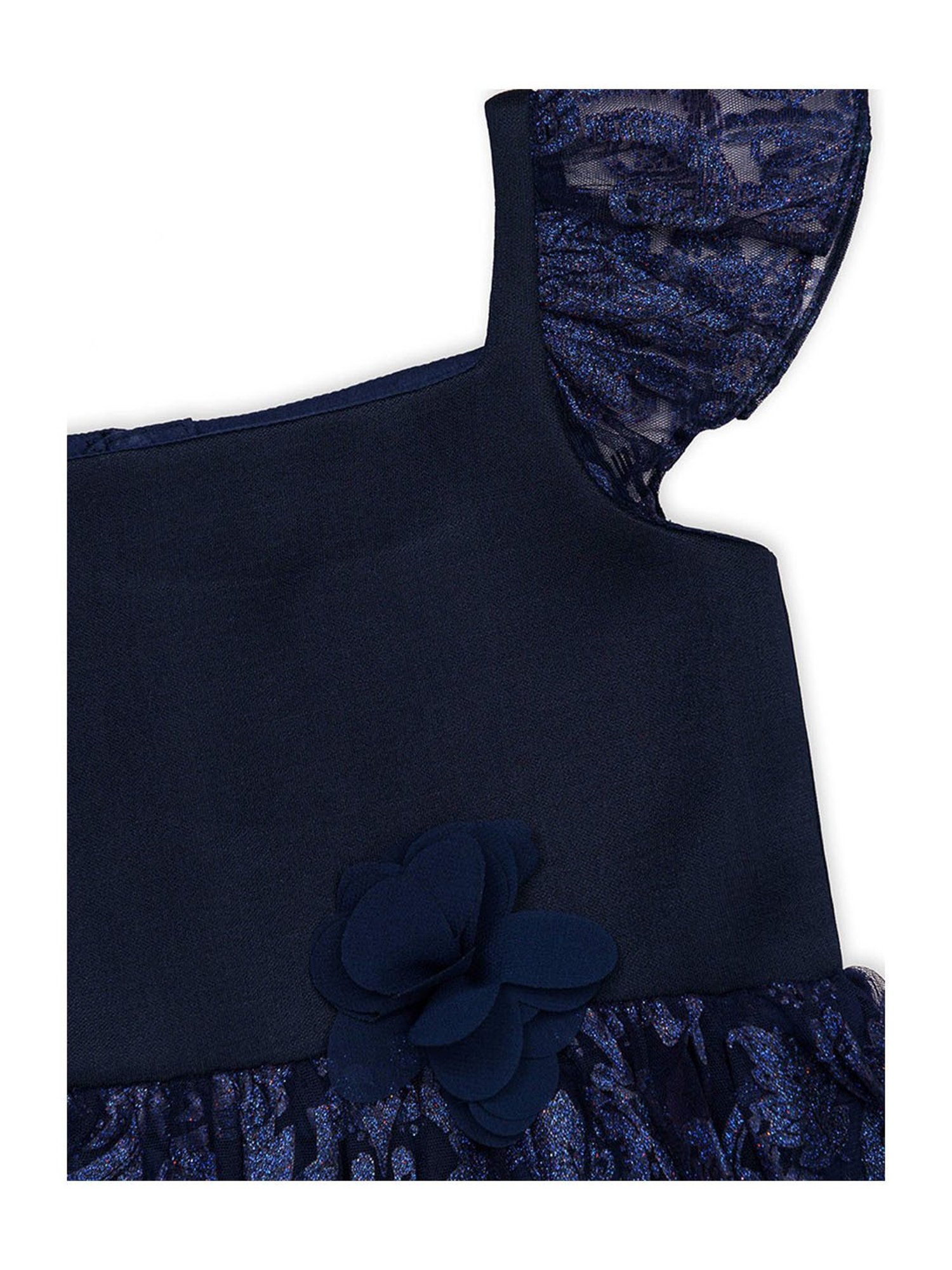 H by Hamleys Girls Navy Self Design Dress