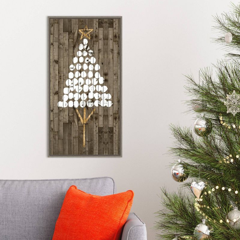 14" x 26" Wooded Whimsy IV Tree by Grace Popp Framed Canvas Wall Art - Amanti Art