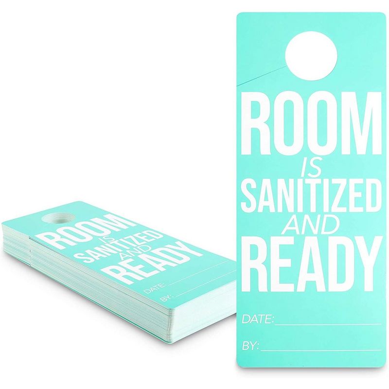 Stockroom Plus 100 Pack Room Sanitized Door Hanger for Hotel (4.5 x 11 in)