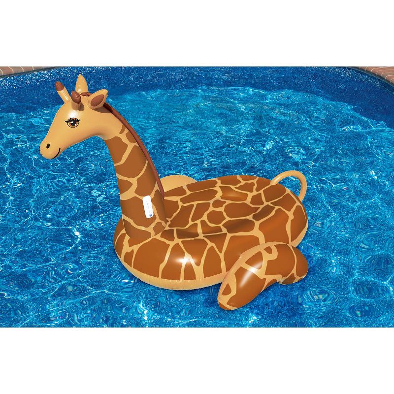 Swimline 96" Water Sports Inflatable Giant Giraffe Swimming Pool 2-Person Ride-On Lounger - Brown