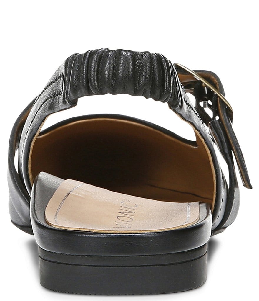 Vionic Elana Leather Buckled Strap Slingback Flats