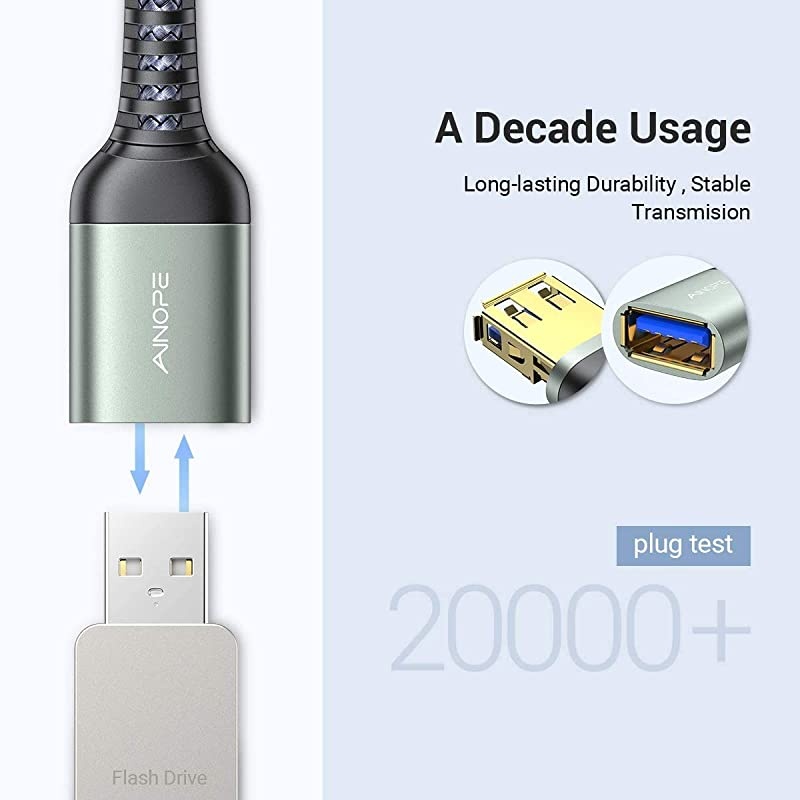 2 Pack  USB 30 Extension Cable Type A Male to Female Extension Cord 10FT Durable Braided Material Fast Data Transfer Compatible with USB KeyboardMouseFlash Drive Hard DrivePrinter