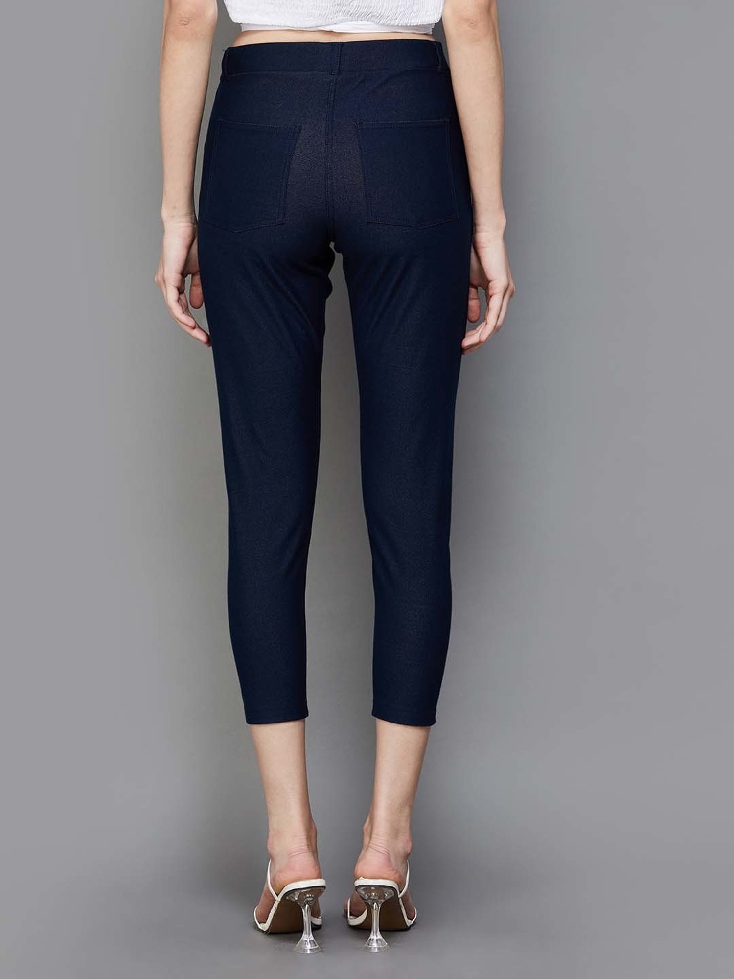 Colour Me by Melange Blue Mid Rise Cropped Jeggings