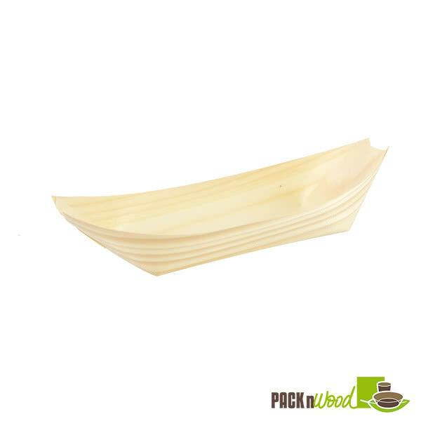 PacknWood 210BBOIS17, 5-Oz Medium Wooden Boat, Beige, 2000/CS