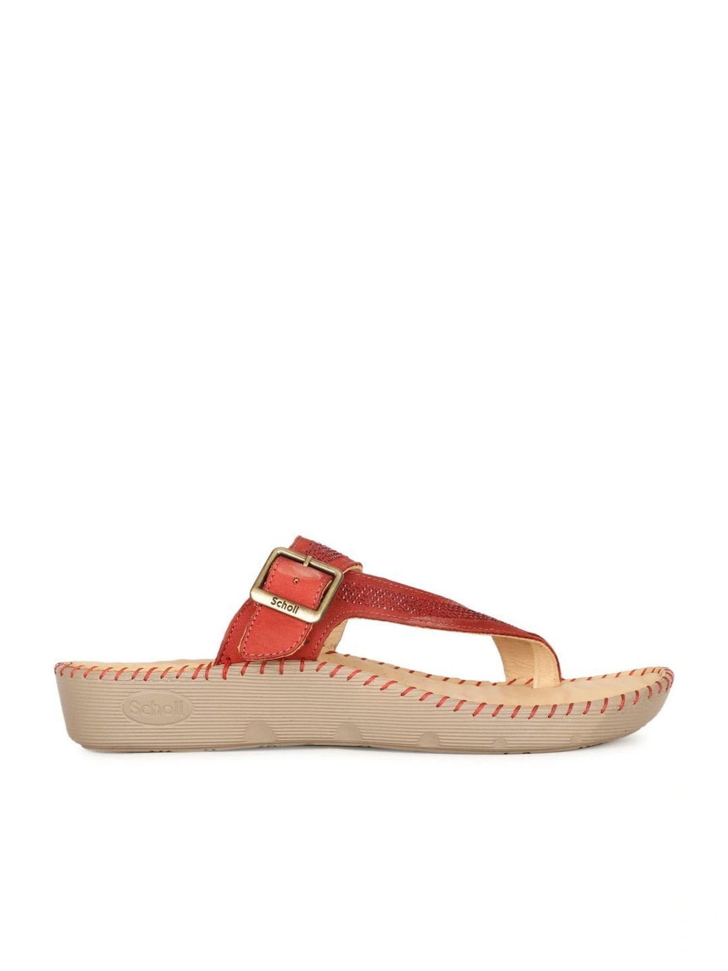 Scholl by Bata Women's LILY TR Red Toe Ring Wedges