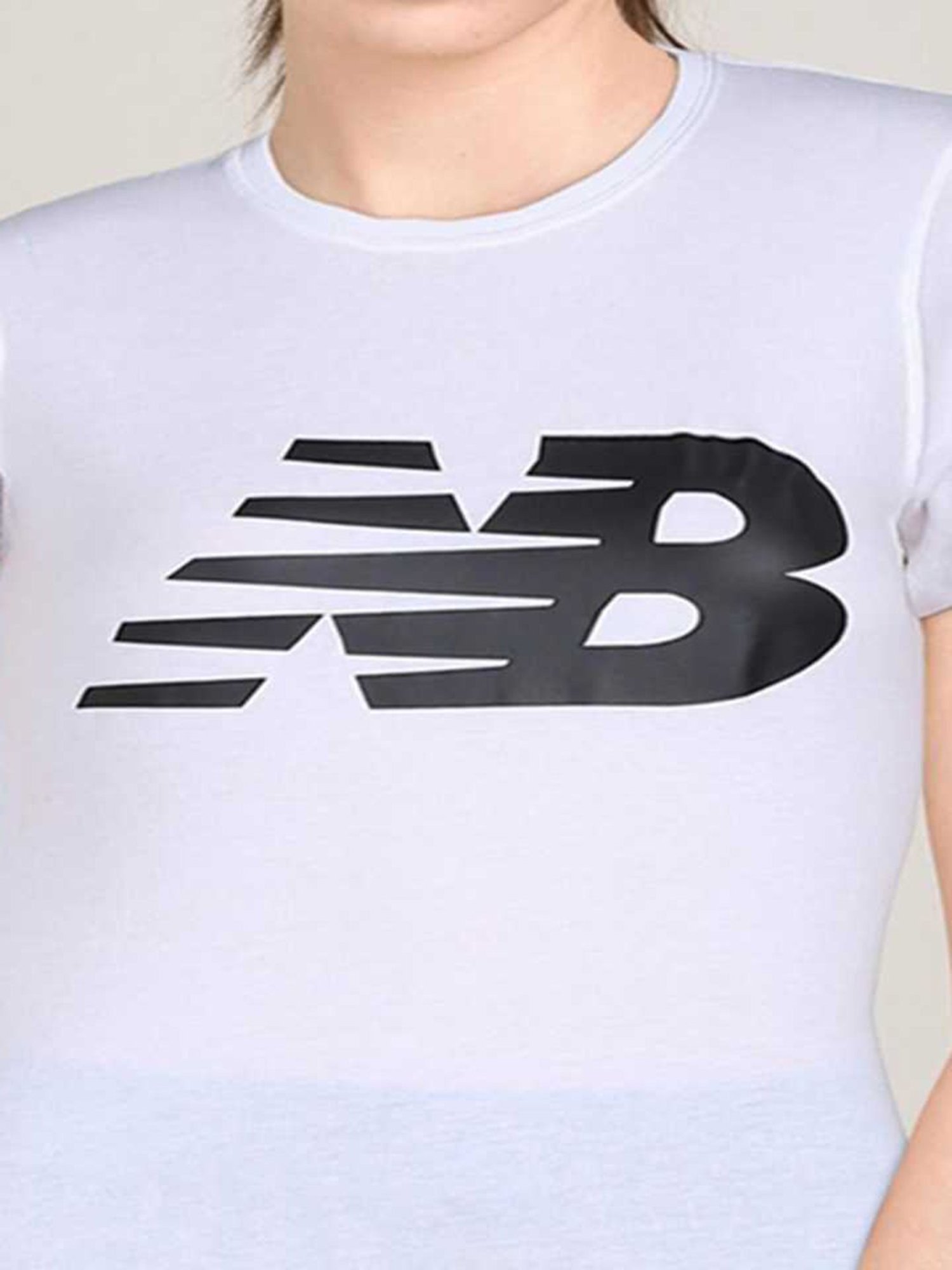 New Balance White Round Neck T-Shirt