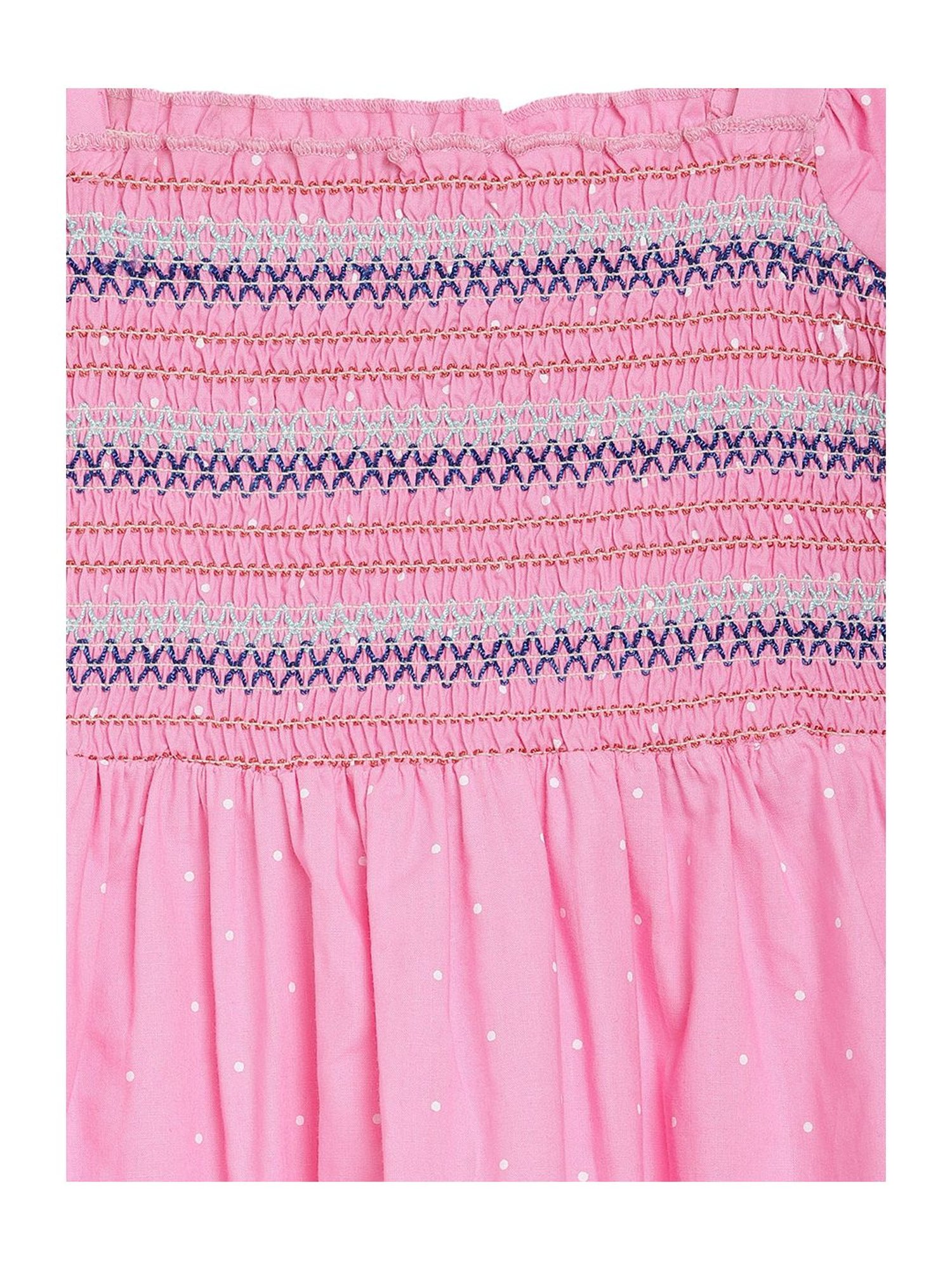 Blue Giraffe Kids Pink Cotton Striped Dress