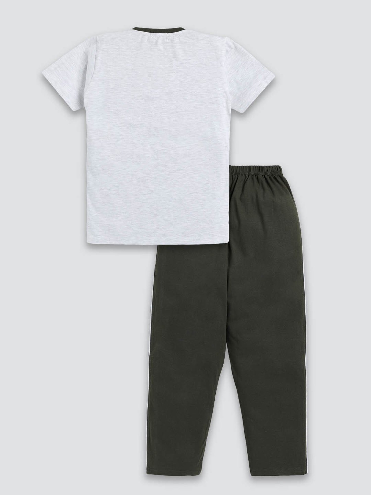 Todd N Teen Kids Grey & Olive Printed T-Shirt with Trackpants