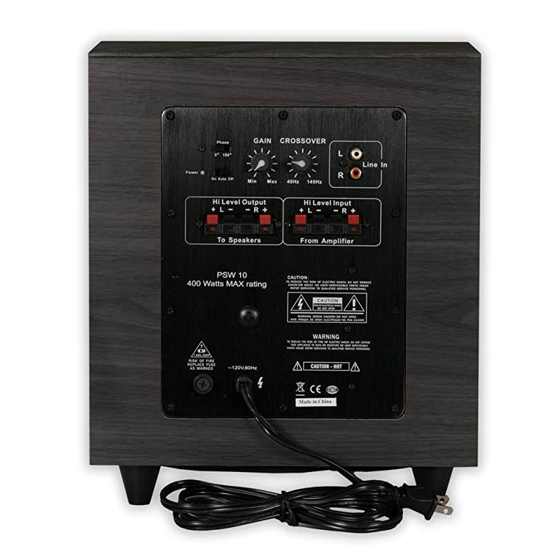 Audio PSW10 400 Watt 10Inch Down Firing Powered Subwoofer Black