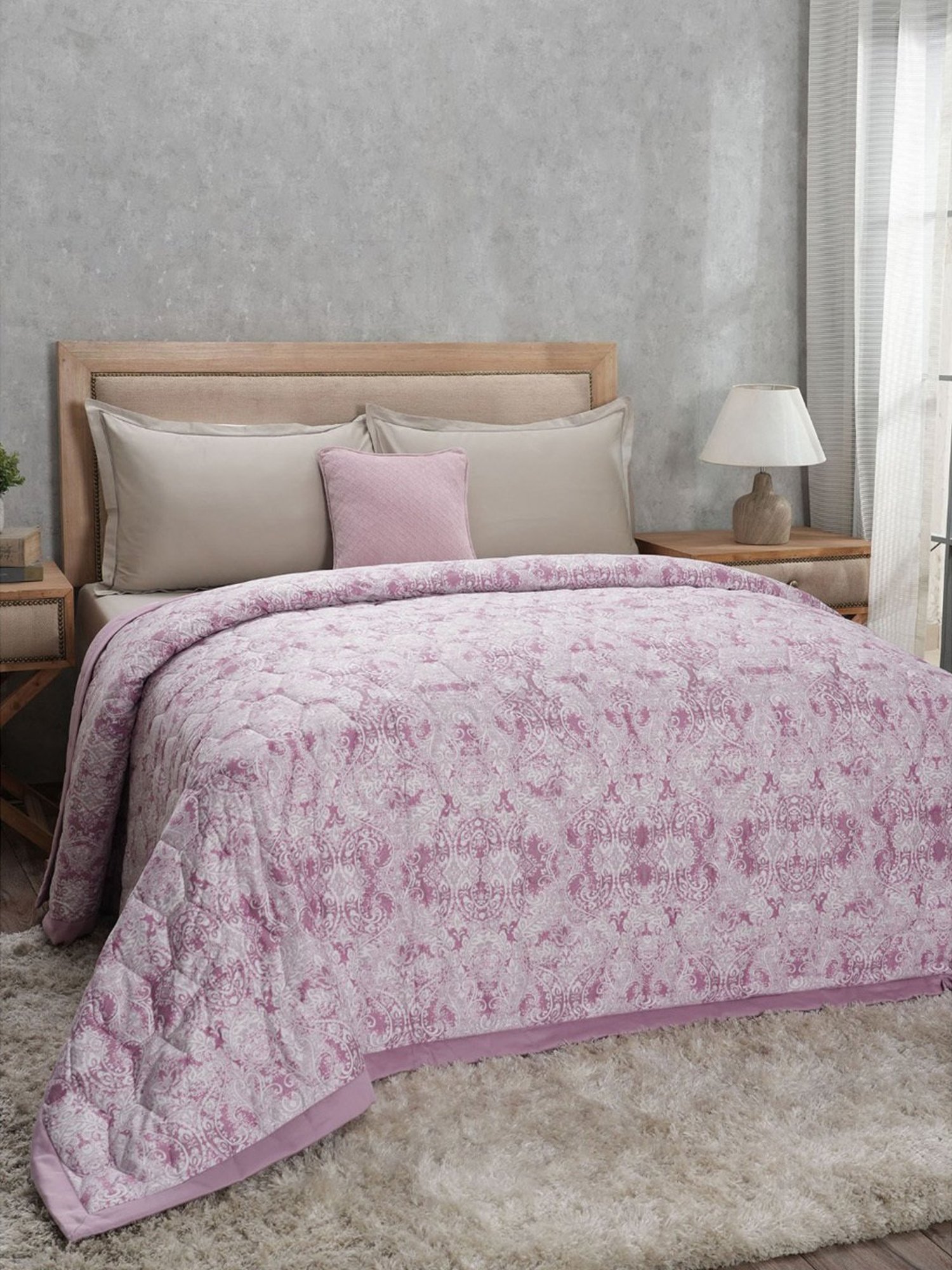 Maspar Vincent Green & Blue Cotton 120 TC Reversible Quilt - Set of 1