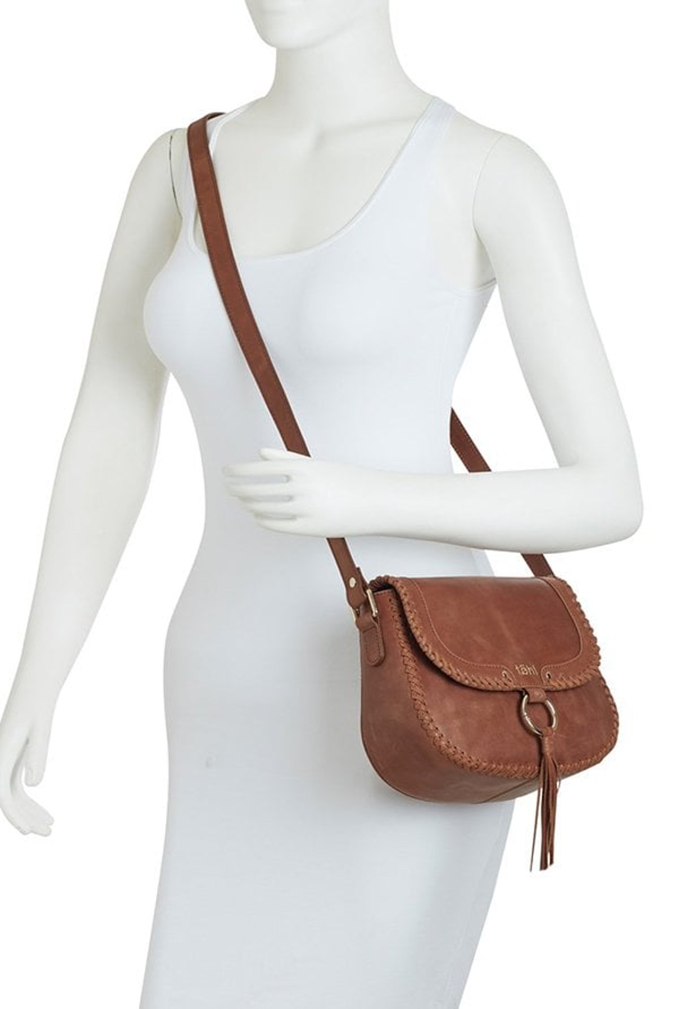 Tohl Tan Distressed Leather Flap Sling Bag