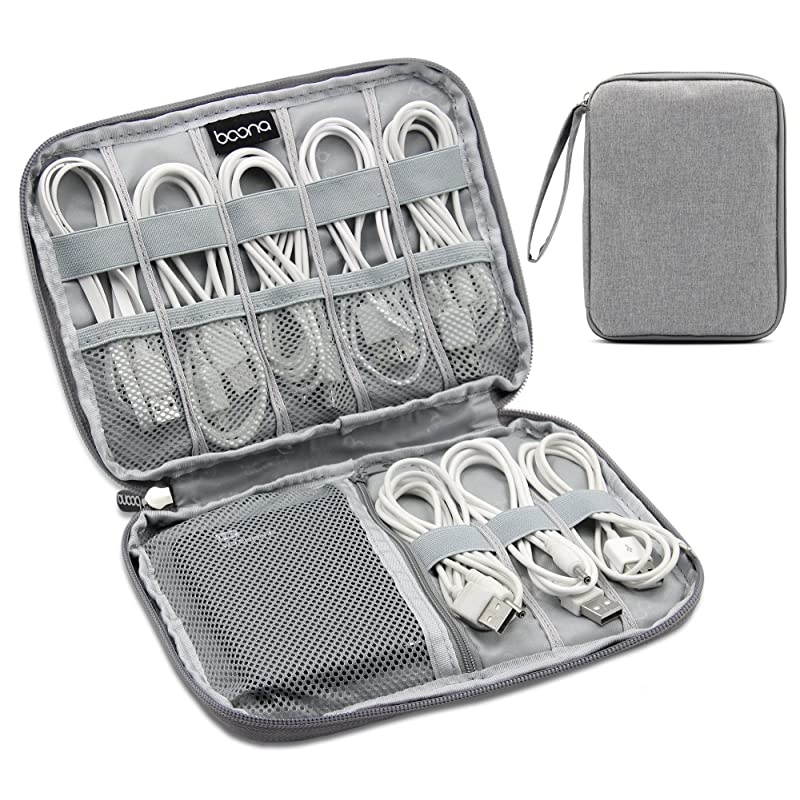 Travel Cable Cord Orgainzer Storage Bag Electronic Carrying Case for SD Memory Cards Case Earphone Hard Drive Medium SingleLayer Grey