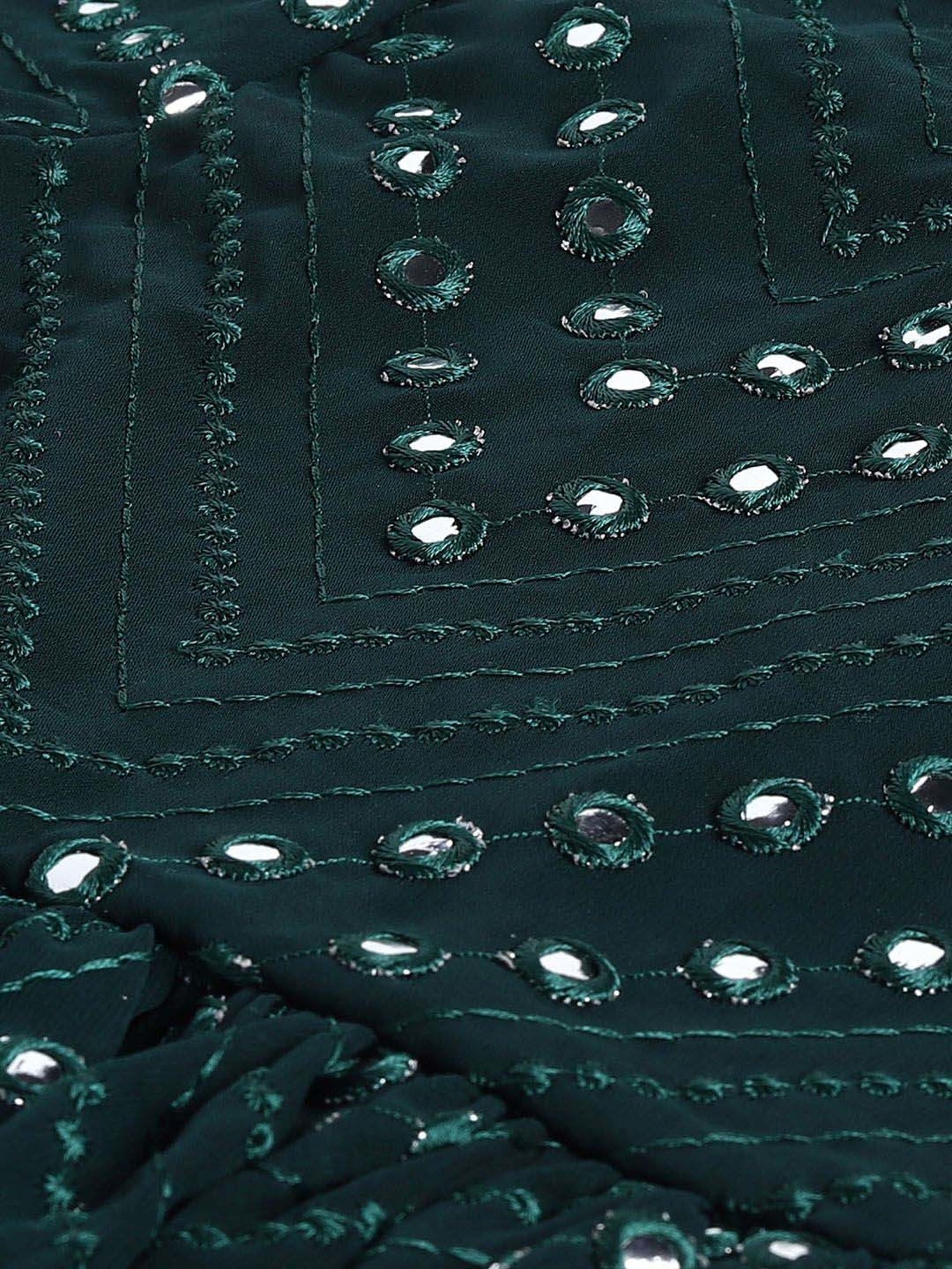 VASTRAMAY Girls Green Embroidery Clothing Sets