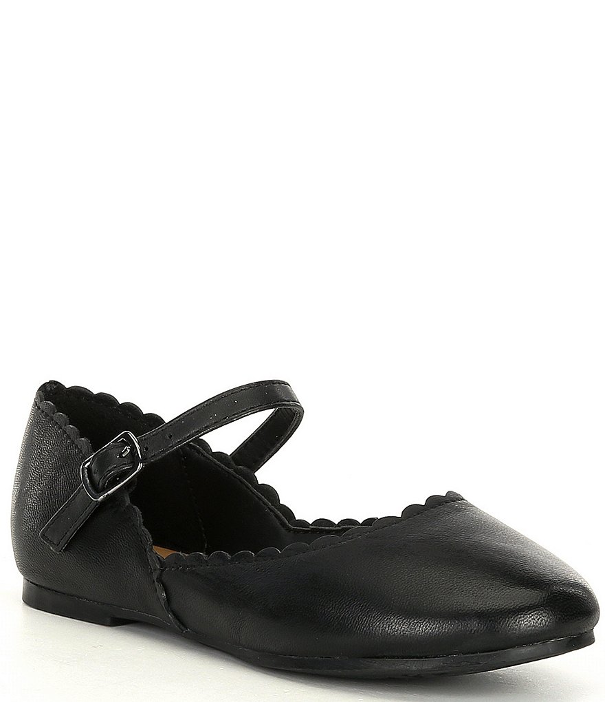 Copper Key Girls' Quetee Scalloped Leather Mary Jane Flats (Infant)