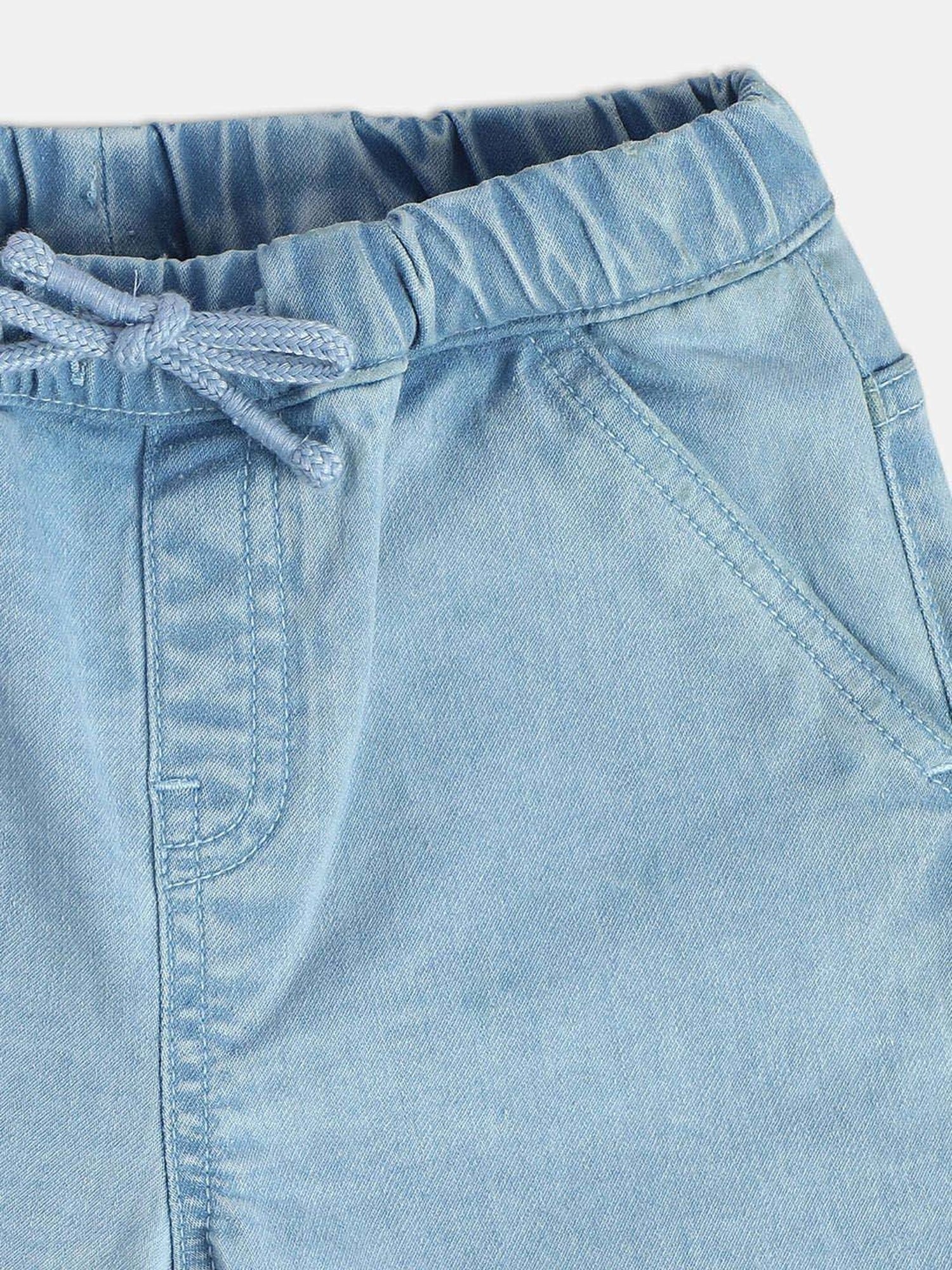 MINIKLUB Boys Blue Cotton Solid Full Sleeves Denim Pant