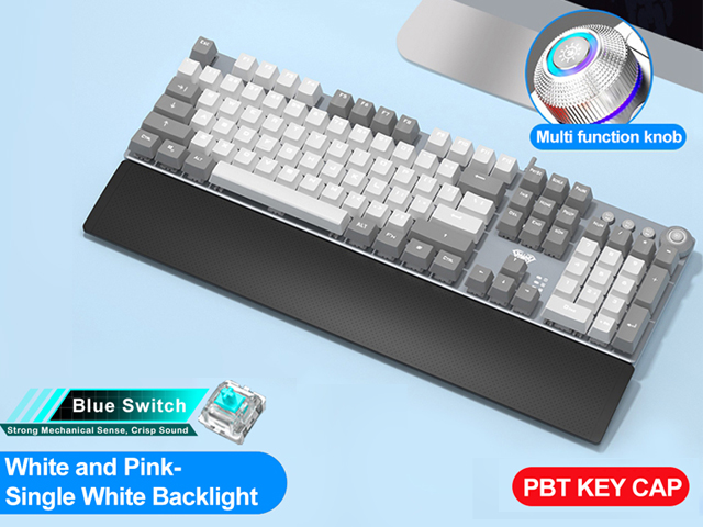 AULA F2058/F2088 Mechanical Gaming Keyboard wrist rest Multimedia Knob, Marco Programming metal panel LED Backlit keyboard for Computer Gamer